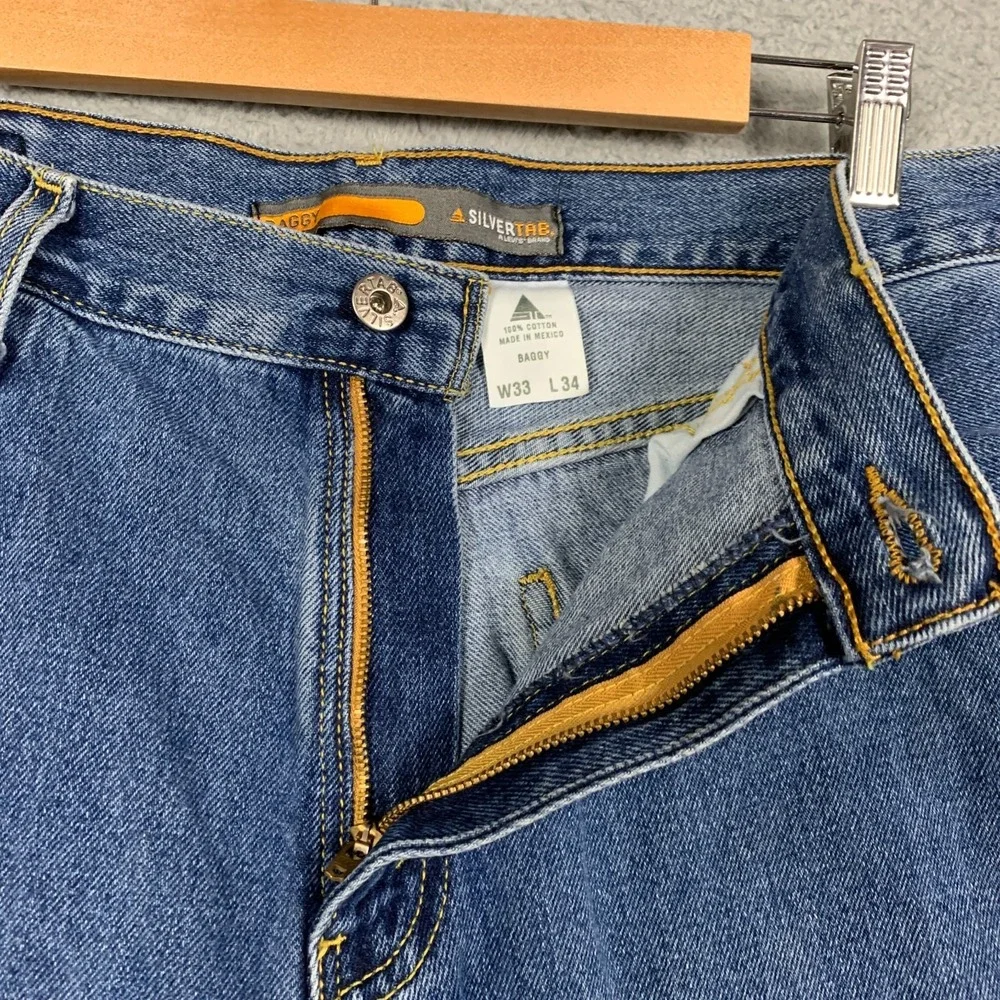 Silver Tab Baggy Jeans Men's 33 x 34 Blue Loose Grunge Hip Hop Skater Y2K Levi's